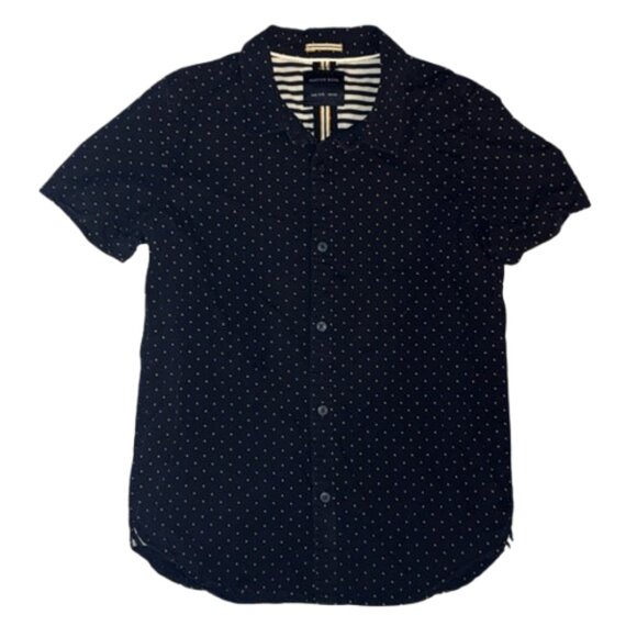 Cactus Boys Navy Shirt with Subtle Dots short sleeved blue - Picture 1 of 8